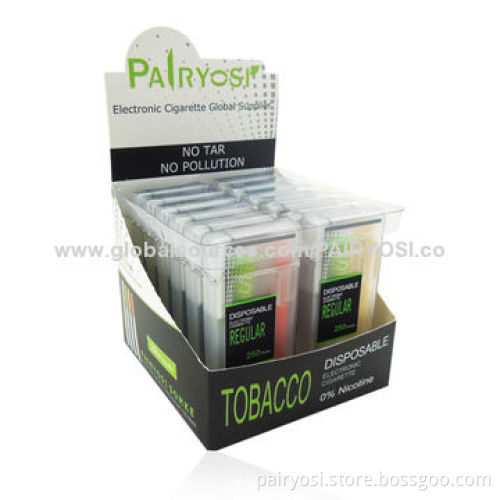 Wholesale e cigarette with 7.8mm diameter, supports 250 puffs, blister packing with display box